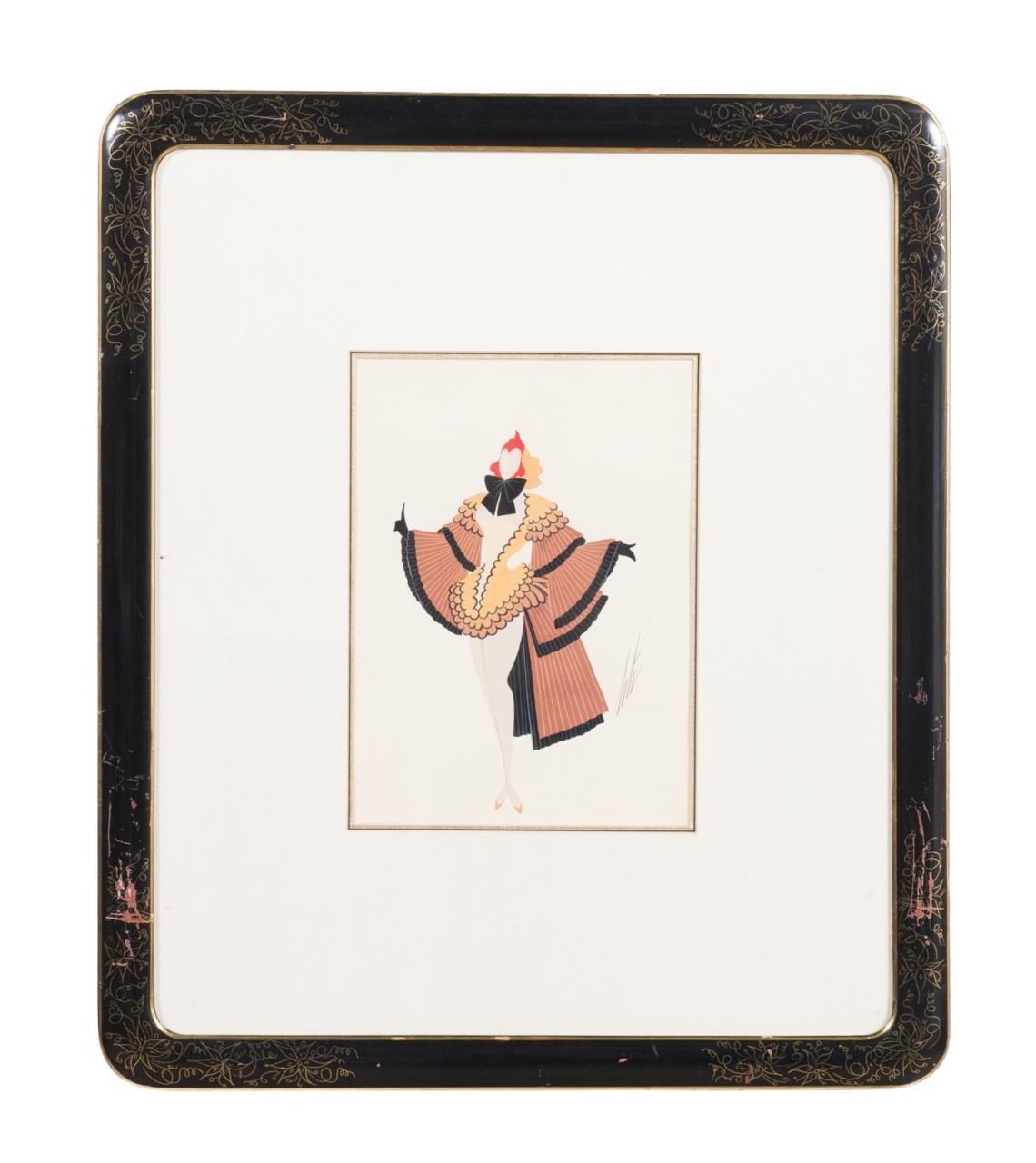 ERTE "LA POULE" FIGURAL GOUACHE