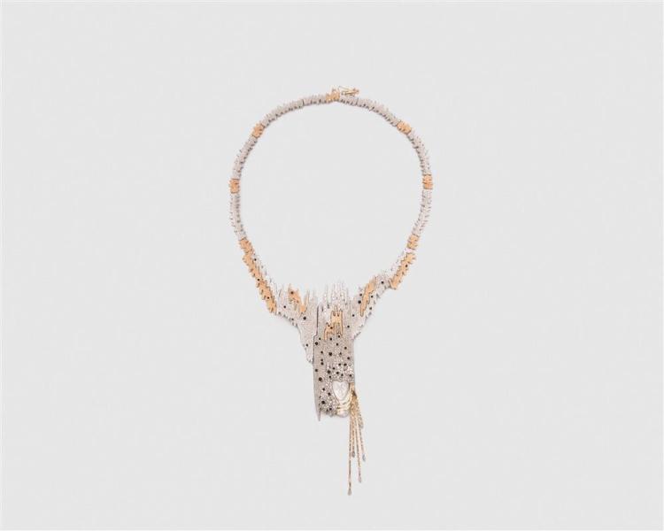 ERTE SILVER, 14K YELLOW GOLD,