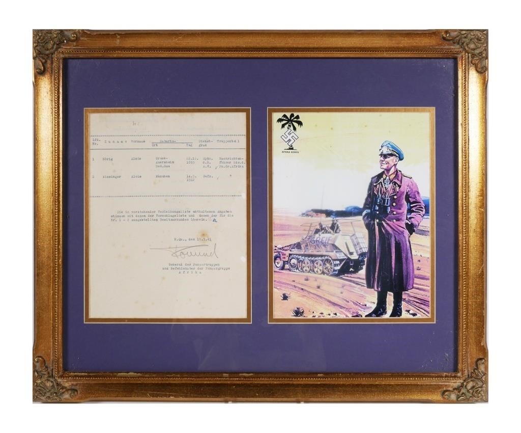 ERWIN ROMMEL SIGNED DOCUMENT,