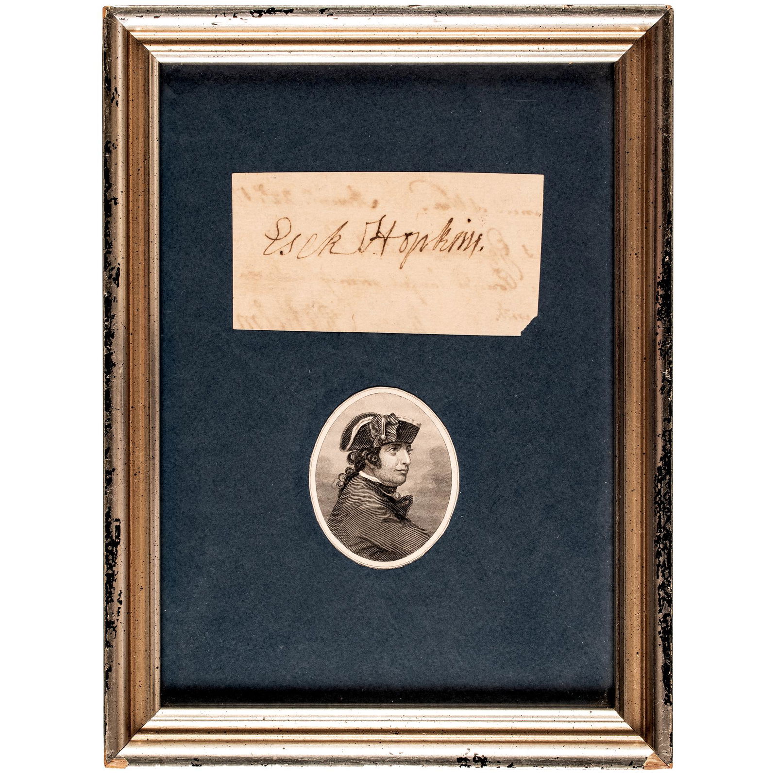 ESEK HOPKINS, FRAMED CLIPPED