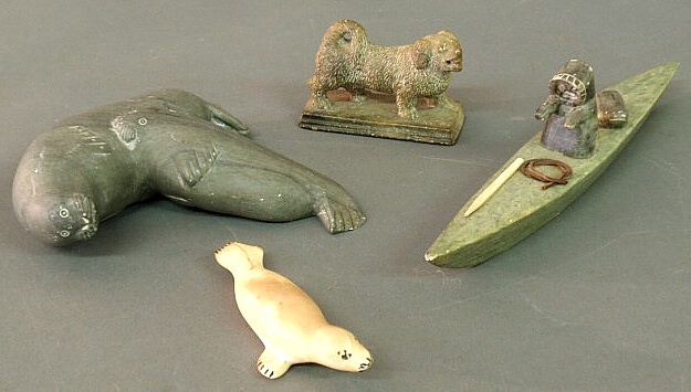 Eskimo carved seal figural group