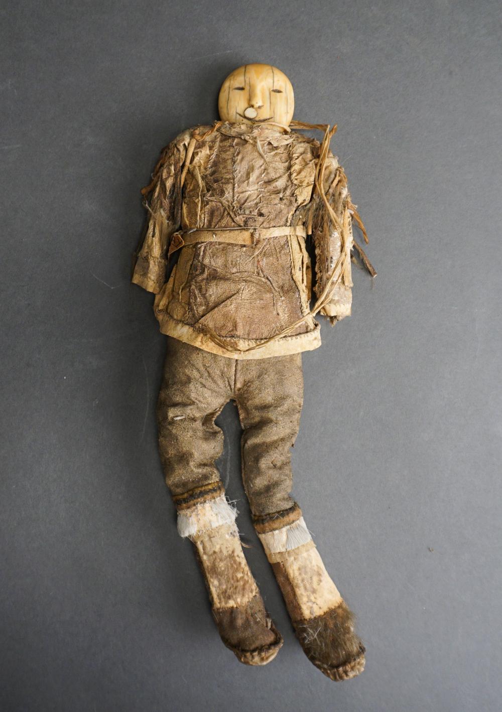 ESKIMO DOLL WITH CARVED WALRUS TUSK