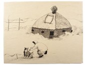 Eskimo Pen and Ink Drawing uns