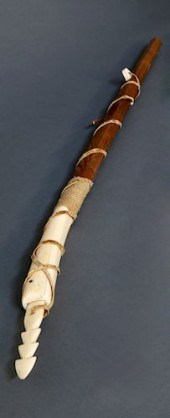 ESKIMO WALRUS IVORY AND WOOD F