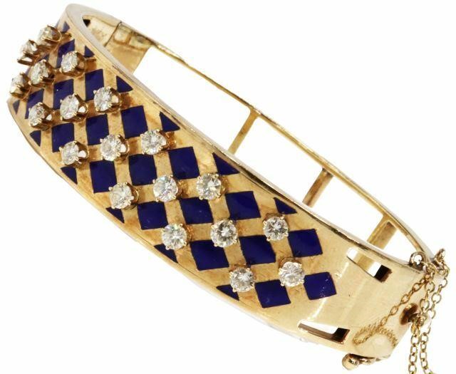 ESTATE 14K GOLD ENAMEL 1.90CTTW