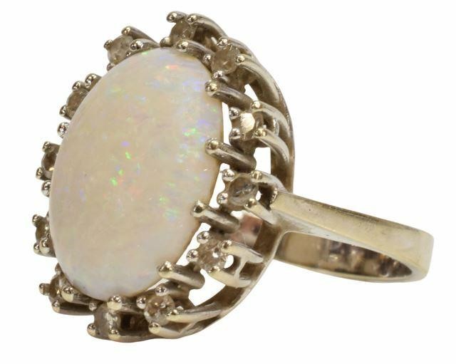 ESTATE 14K WHITE GOLD 6.50CT OPAL &