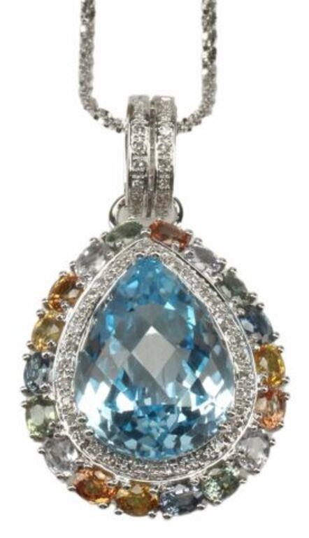 ESTATE 14KT  BLUE TOPAZ, DIAMOND