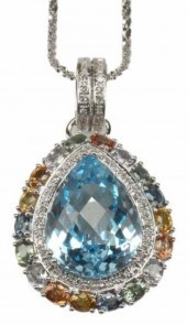 ESTATE 14KT  BLUE TOPAZ, DIAMO
