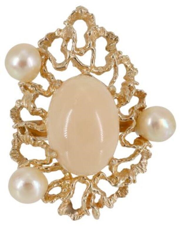 ESTATE 14KT GOLD ANGEL SKIN CORAL &