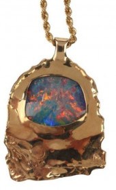 ESTATE 14KT GOLD BLACK OPAL DO