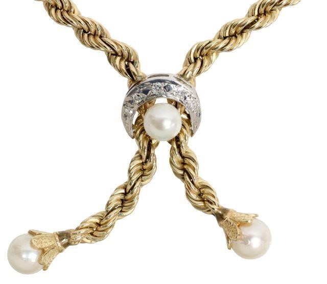 ESTATE 14KT GOLD DIAMOND & PEARL