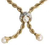 ESTATE 14KT GOLD DIAMOND & PEA