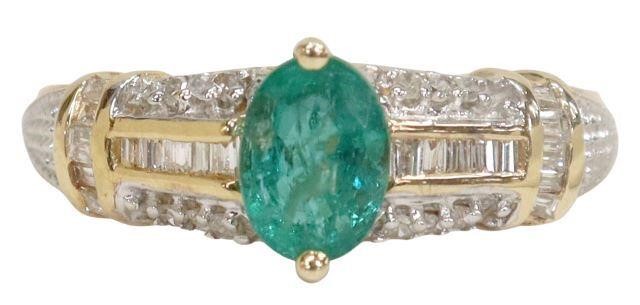ESTATE 14KT GOLD, EMERALD & DIAMOND