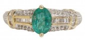 ESTATE 14KT GOLD, EMERALD & DI
