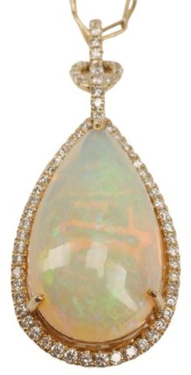 ESTATE 14KT GOLD OPAL & DIAMOND