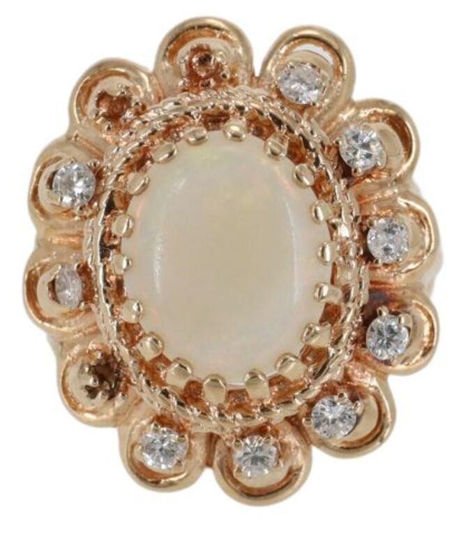 ESTATE 14KT GOLD OPAL & 0.20CTTW