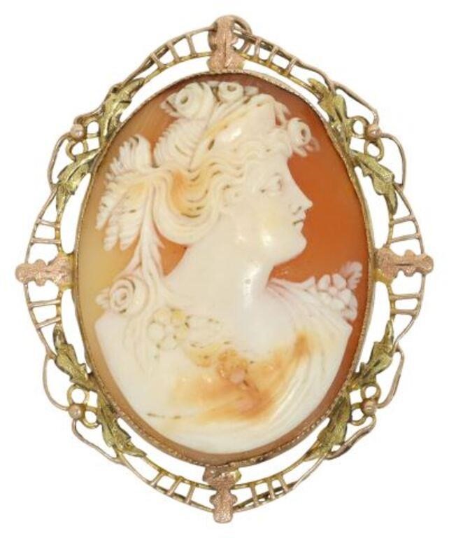 ESTATE 14KT GOLD SHELL CAMEO