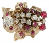 ESTATE 14KT RUBY & 1.24CTTW DI