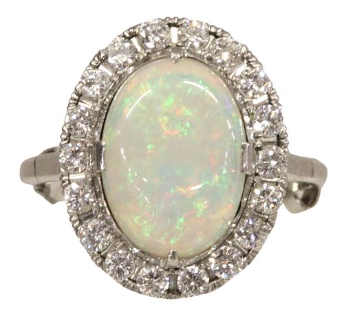 ESTATE 14KT WG 3.00CT CABOCHON OPAL