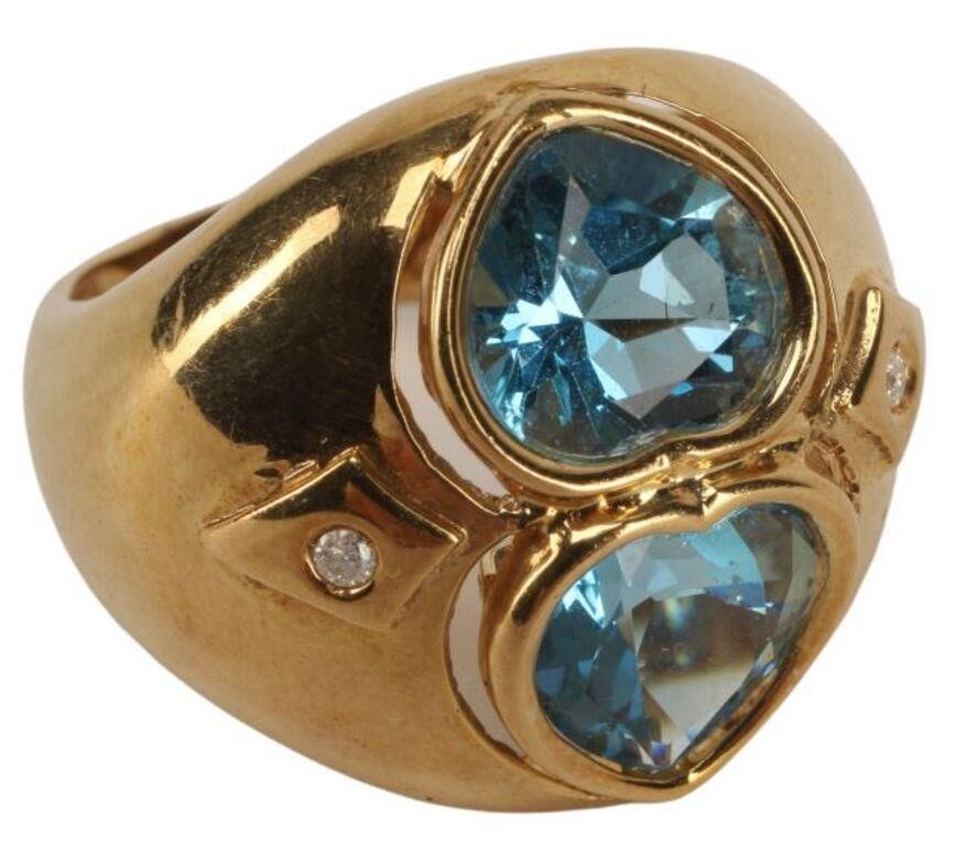 ESTATE 14KT YELLOW GOLD & BLUE