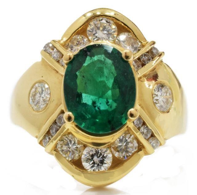 ESTATE 14KT YELLOW GOLD, EMERALD