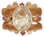 ESTATE 14KT YG, CITRINE & RUBY