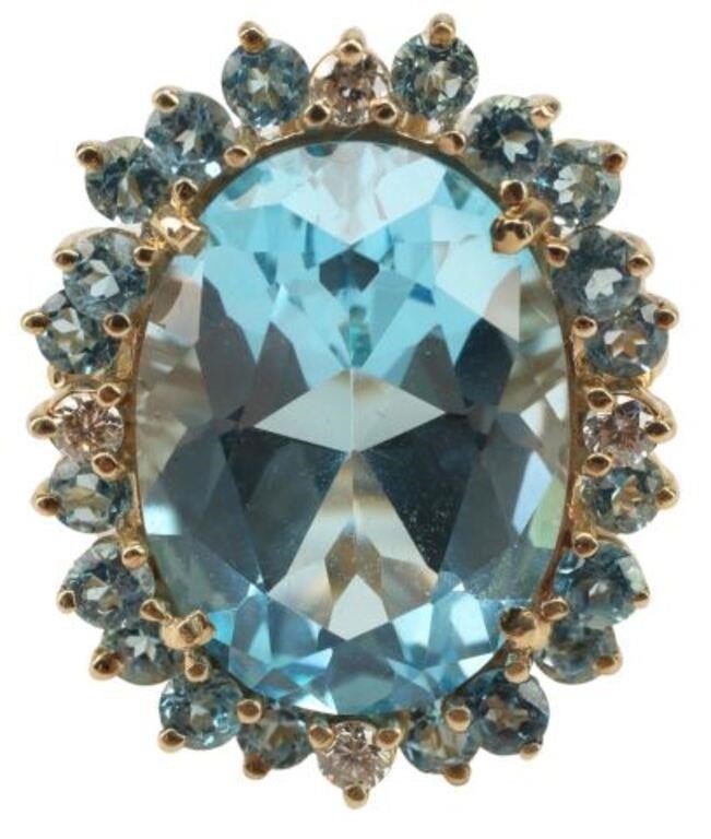 ESTATE 14KT YG,19.97CT BLUE TOPAZ &