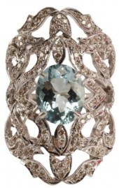 ESTATE 18KT, AQUAMARINE & DIAM