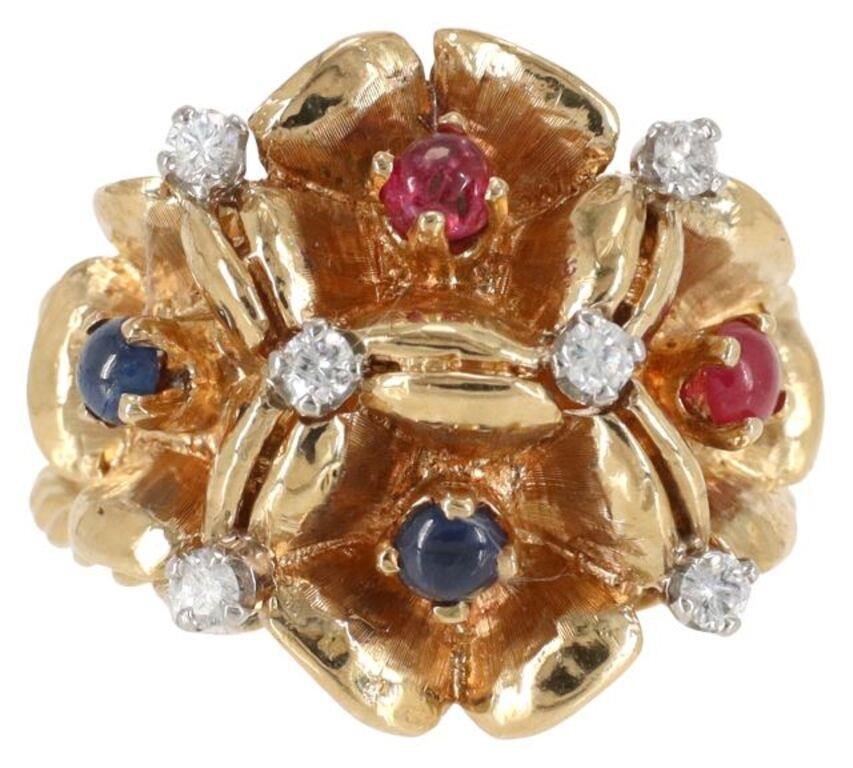 ESTATE 18KT GOLD DIAMOND & GEMSTONE