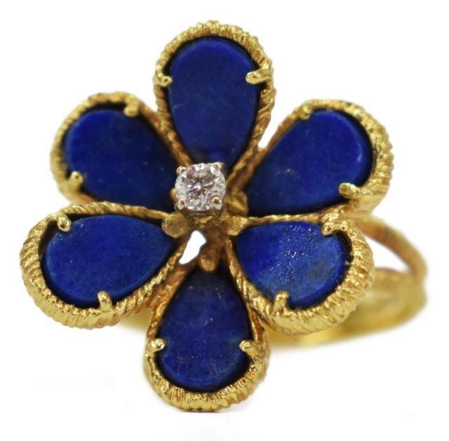 ESTATE 18KT GOLD, LAPIS & DIAMOND