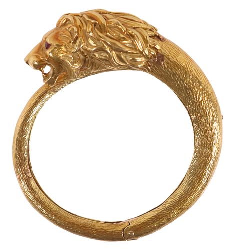 ESTATE 18KT GOLD LION&#039;S HEAD