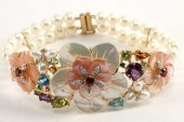 ESTATE 18KT GOLD PEARL & MULTI