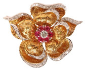 ESTATE 18KT GOLD RUBY &AMP; 0.