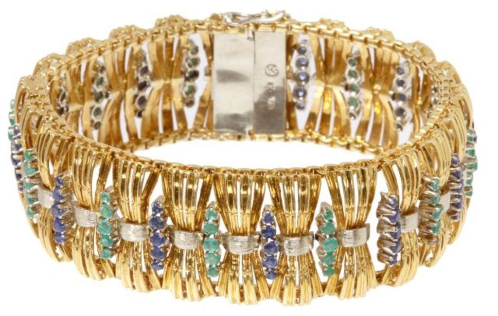 ESTATE 18KT GOLD SAPPHIRE & EMERALD