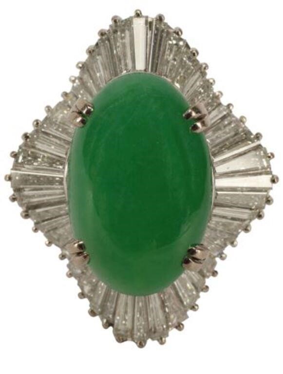 ESTATE 18KT WG GIA JADE CABOCHON