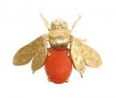 ESTATE 18KT YELLOW GOLD & RED