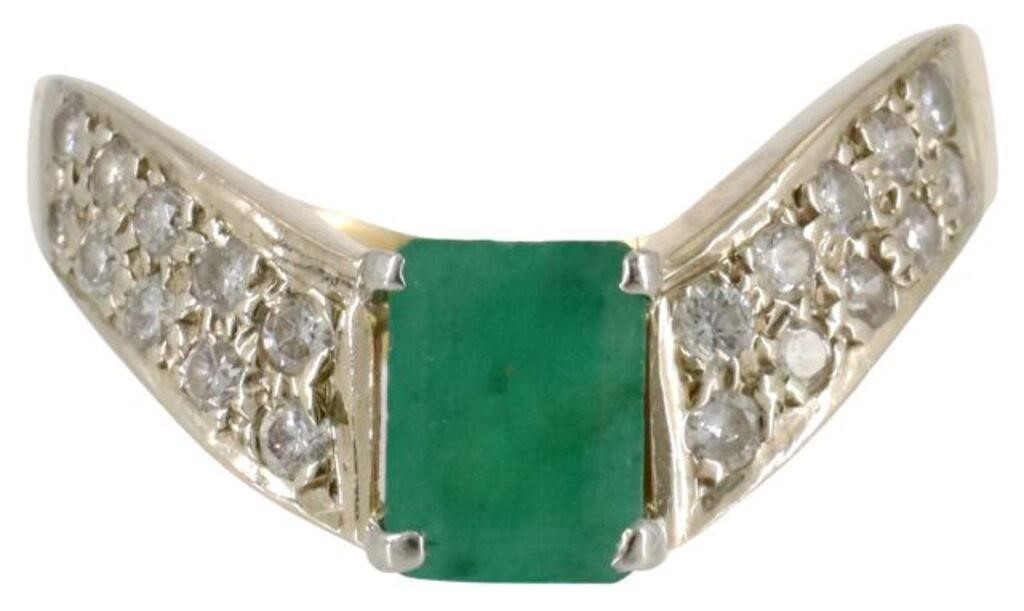 ESTATE 18KT YELLOW GOLD EMERALD &