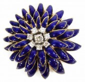 ESTATE 18KT YG, ENAMEL & 1.05C
