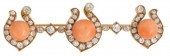 ESTATE 18KT YG, PINK CORAL & 3