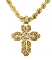 ESTATE 20KT YG CROSS PENDANT O
