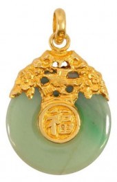 ESTATE CHINESE 24KT GOLD & JAD