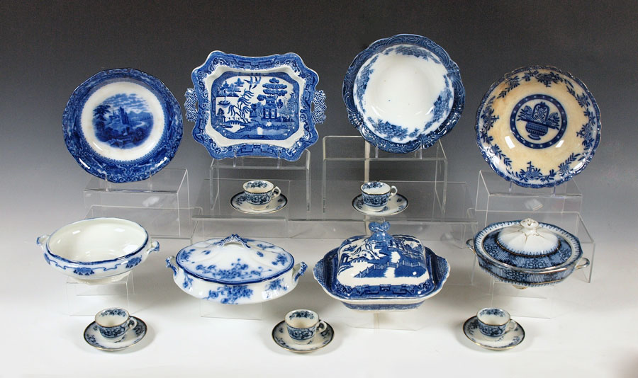 ESTATE GROUP OF ENGLISH FLOW BLUE