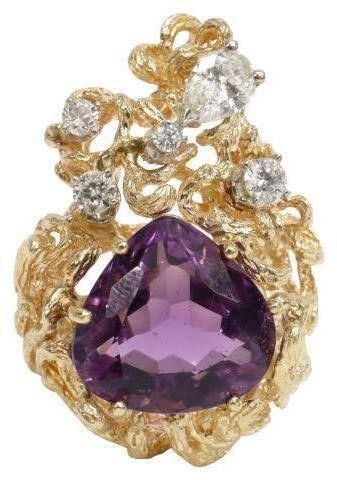 ESTATE LADIES 14KT GOLD, AMETHYST &