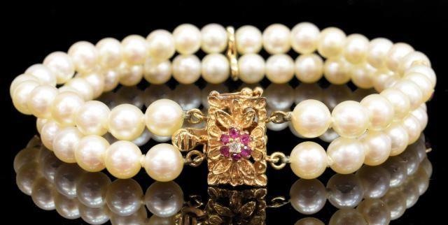 ESTATE PEARL RUBY & DIAMOND