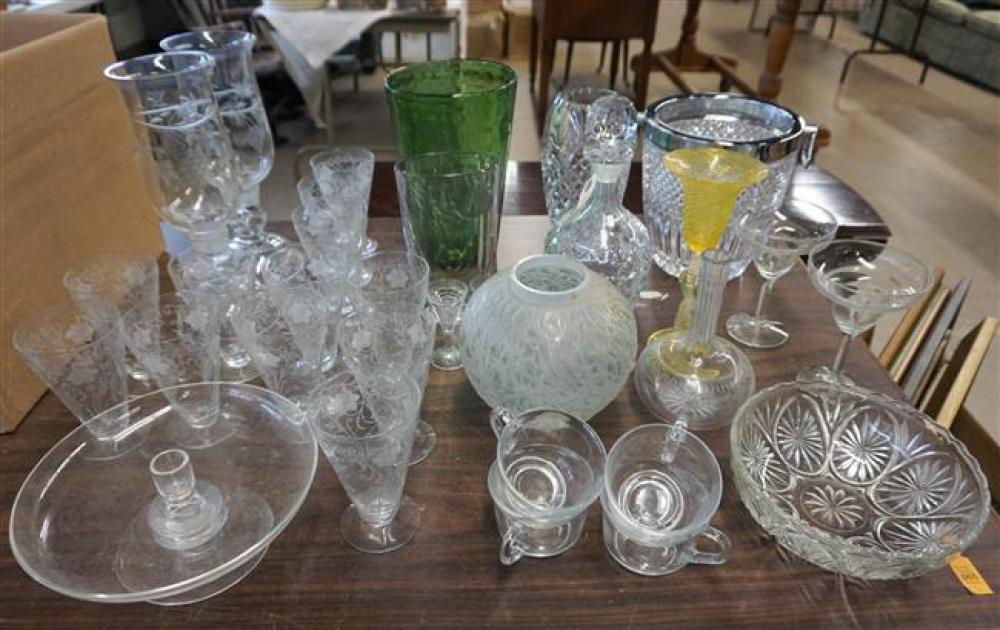 ETCHED GLASS GOBLETS, CHAMPAGNE