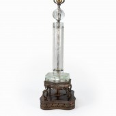 ETCHED GLASS LAMP WITH LACE TR