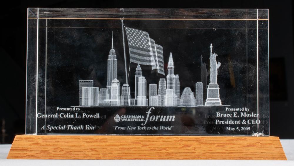 ETCHED GLASS PAPERWEIGHT