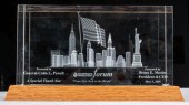 ETCHED GLASS PAPERWEIGHT PRESE