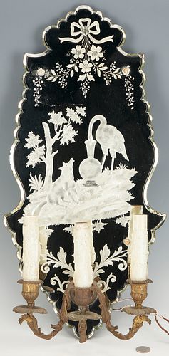 ETCHED GLASS THREE-ARM MIRRORED