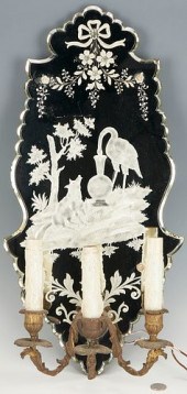 ETCHED GLASS THREE-ARM MIRRORE